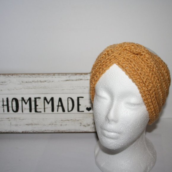 🌻💛🧶 Twisted Ear Warmer Headband · Sunflower Yellow · Handmade & Boutique - Picture 3 of 6